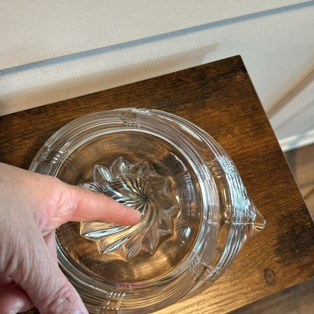 Vintage Plaid Juice Reamer Clear Depression Glass Hazel Atlas Vintage